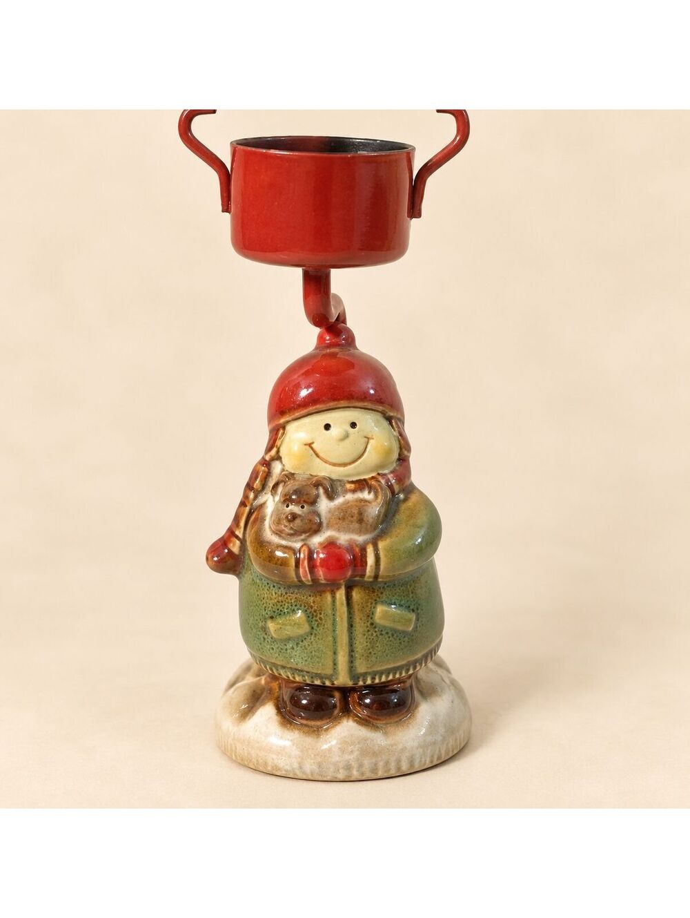 Snowman Ceramic Votive Candle Holder Gingerbread Christmas Tealight Decor